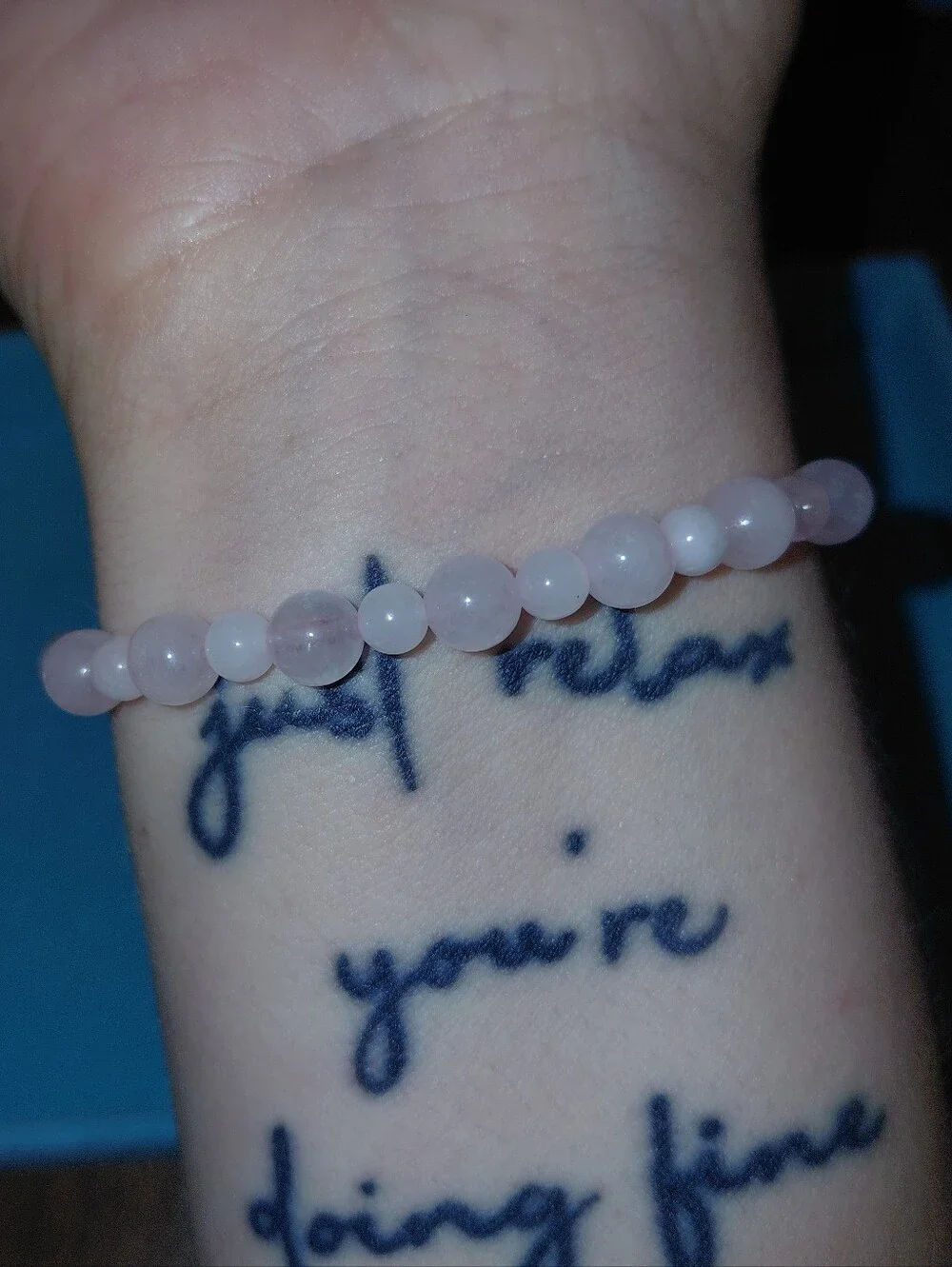 Handmade Rose Quartz Moonstone Accent Beaded Stretch Bracelet
